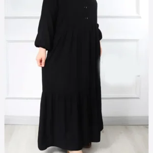 پیراهن نخی جلو دکمه ململ 6943