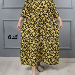 پیراهن ساحلی بلند مریم گلی 7057