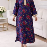 پیراهن گلدار نوارطلایی ترکمنستان