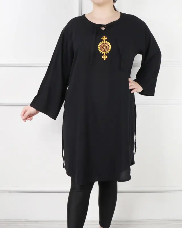 تونیک نخی گلدوزی مشکی