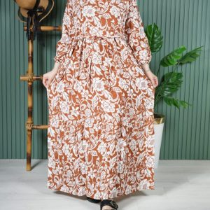 پیراهن نخی گل آیدا S7584